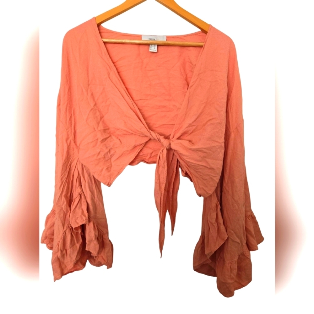 Forever 21+ Tie-Front Blouse with Bell Sleeves Size 2x - Picture 1 of 4